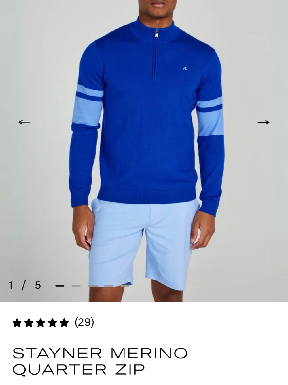 Stayner Merino Quarter‑Zip Sweater - Royal Blue